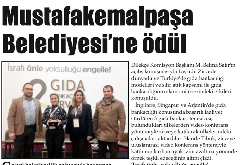 Mustafakemalpaşa Belediyesine Ödül