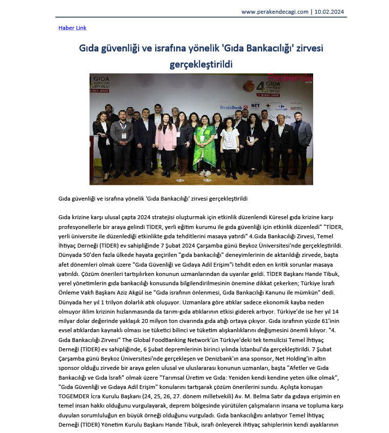 Gıda güvenliği ve israfına yönelik ‘Gıda Bankacılığı’ zirvesi gerçekleştirildi